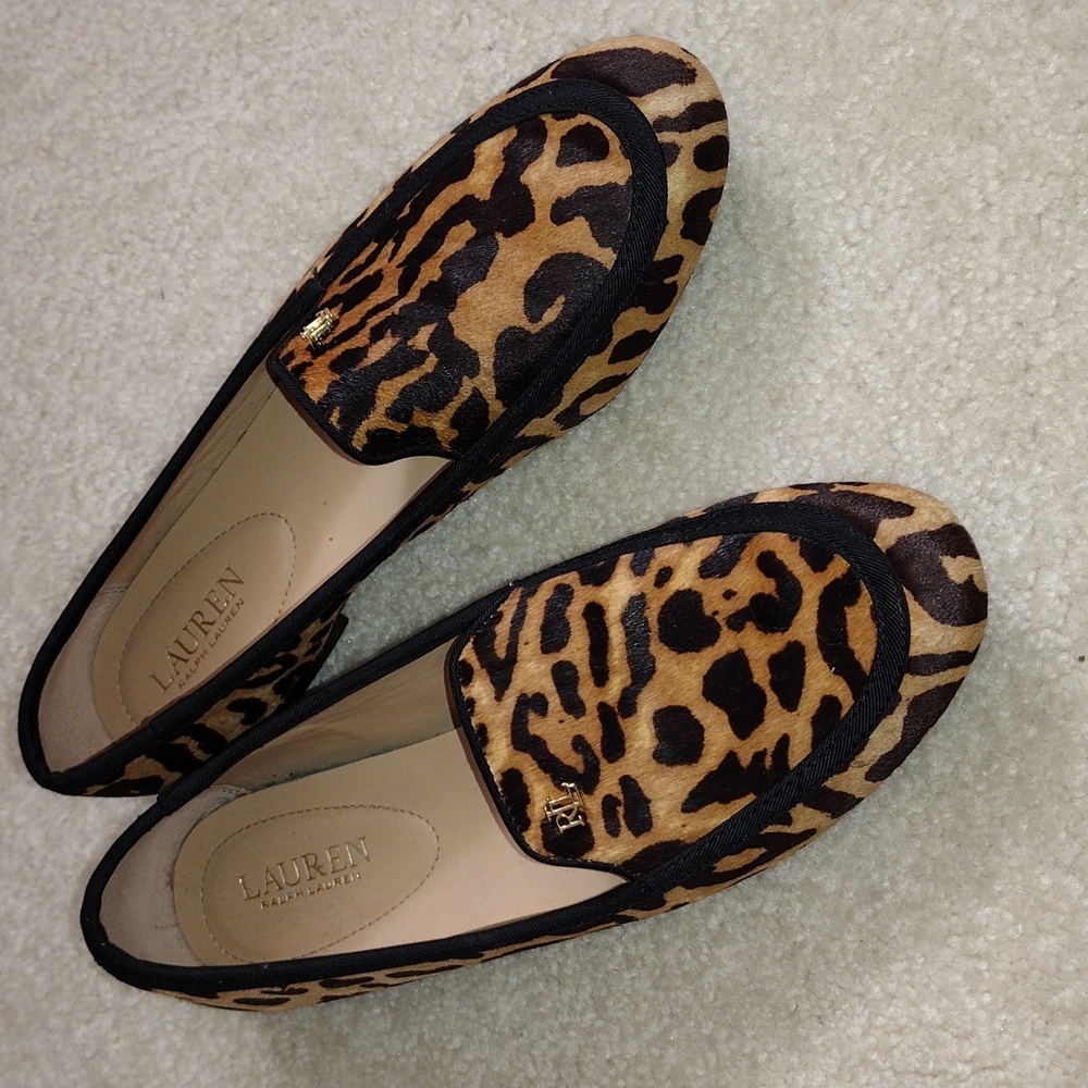 Lauren Ralph Lauren Leopard Print Flats in Brown and Black